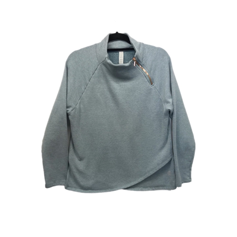 Balance Sweatshirt Women's XL Green‎ 1/4 Rose Gold Zip Pullover Mock Neck